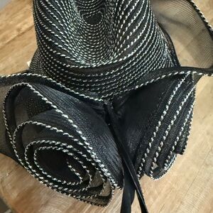 Black and Silver Striped Fine Millinery Hat (derby hat) NWT